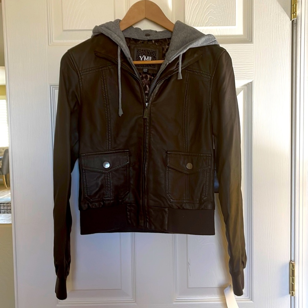 NWT 🔥YMI Faux Leather Jacket with Hoodie Size S